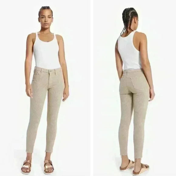 NEW MOTHER The Looker Ankle Fray Jeans Sweet Stripes Animal Print Denim Bohemian - Picture 1 of 10